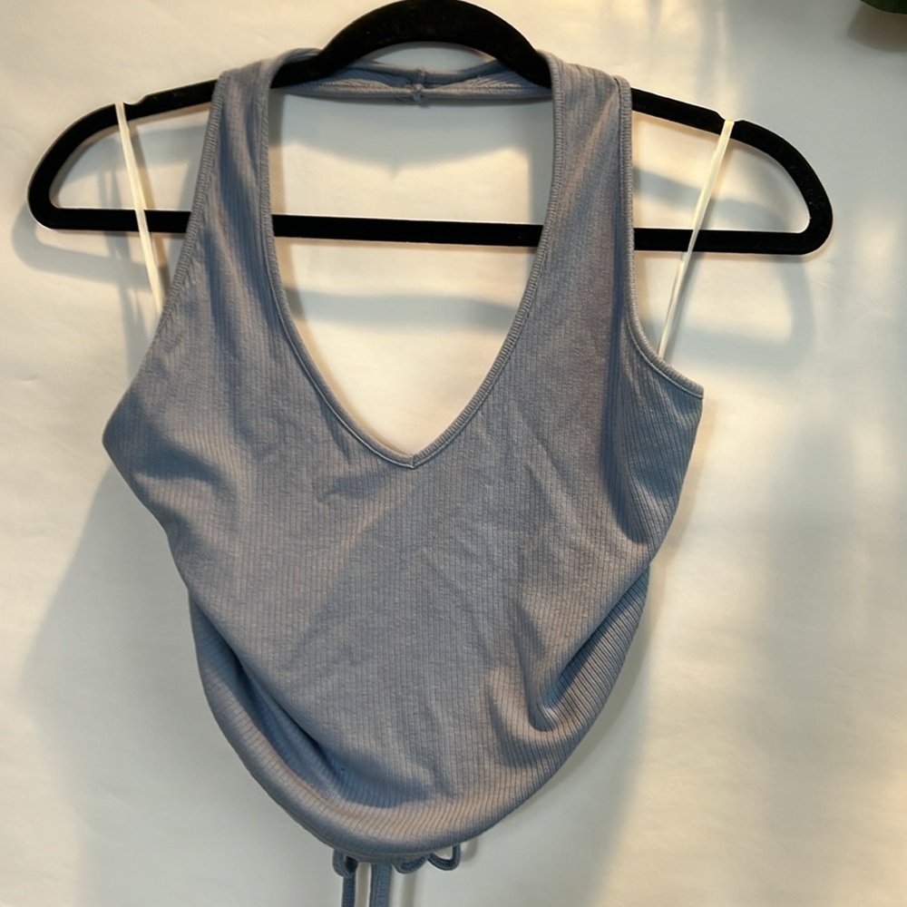 Shein Baby Blue Side Ties Crop Top